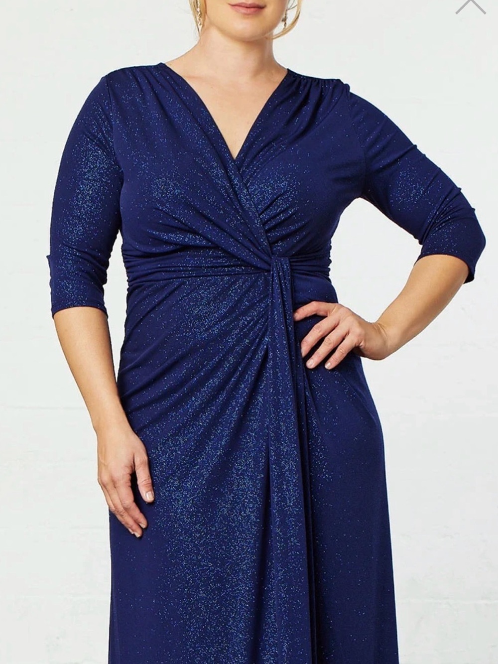 Kiyonna Romanced by Moonlight Glitter Evening Gown Navy Blue 0X NWT